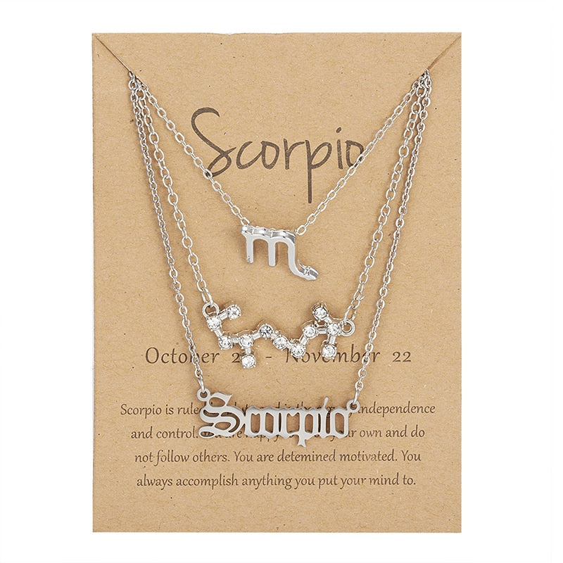 3 Piece Zodiac Necklace Set | Astrology Jewelry