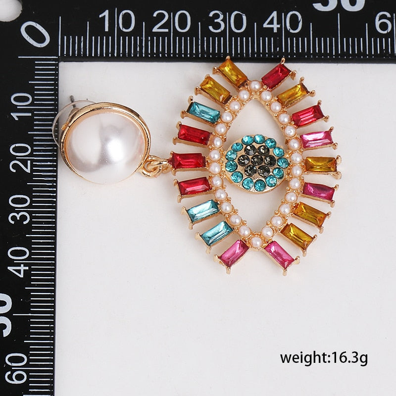 Evil Eye Crystal Drop Earrings | Spiritual Jewelry