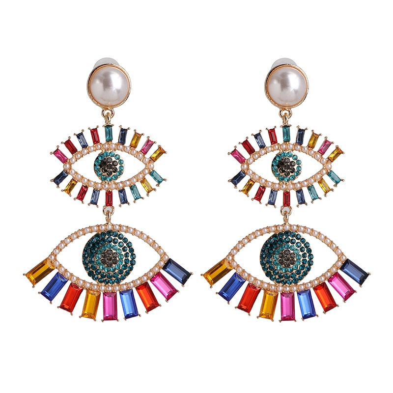 Evil Eye Crystal Drop Earrings | Spiritual Jewelry