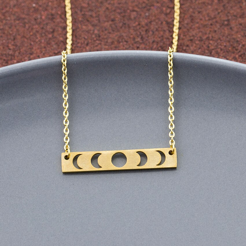 Moon Phase Pendant Stainless Steel Necklace | Astrology Jewelry