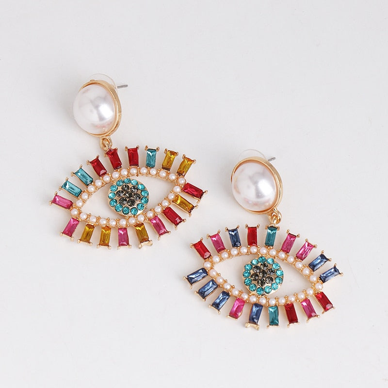 Evil Eye Crystal Drop Earrings | Spiritual Jewelry