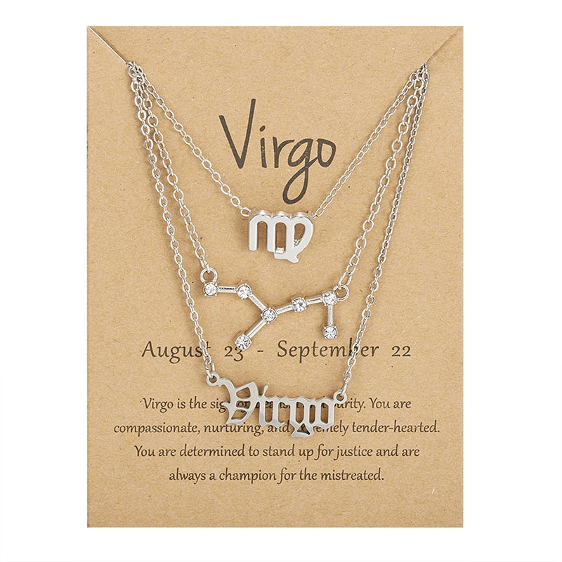 3 Piece Zodiac Necklace Set | Astrology Jewelry
