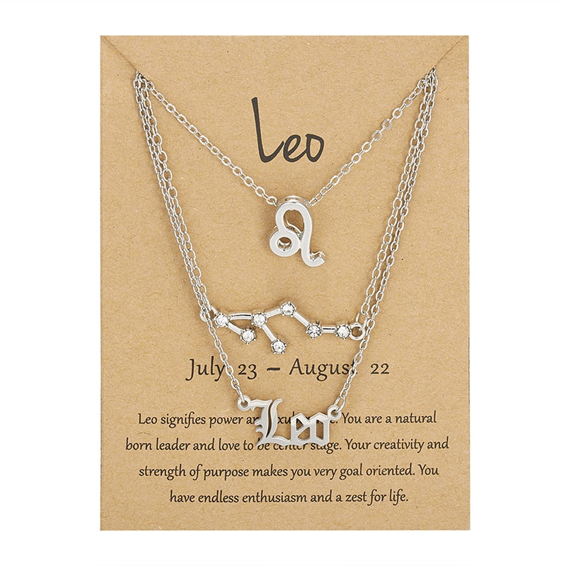 3 Piece Zodiac Necklace Set | Astrology Jewelry