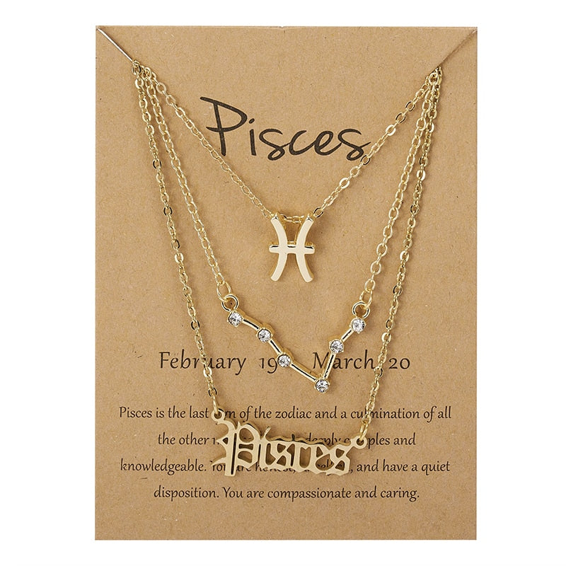3 Piece Zodiac Necklace Set | Astrology Jewelry