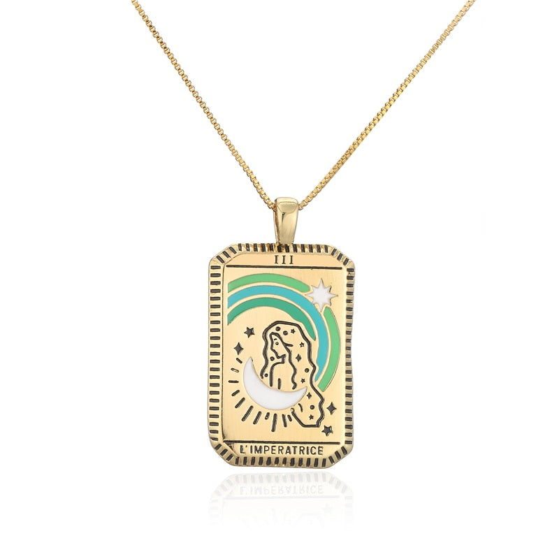 French Gold Tarot Necklace - Pendant | Major Arcana Jewelry