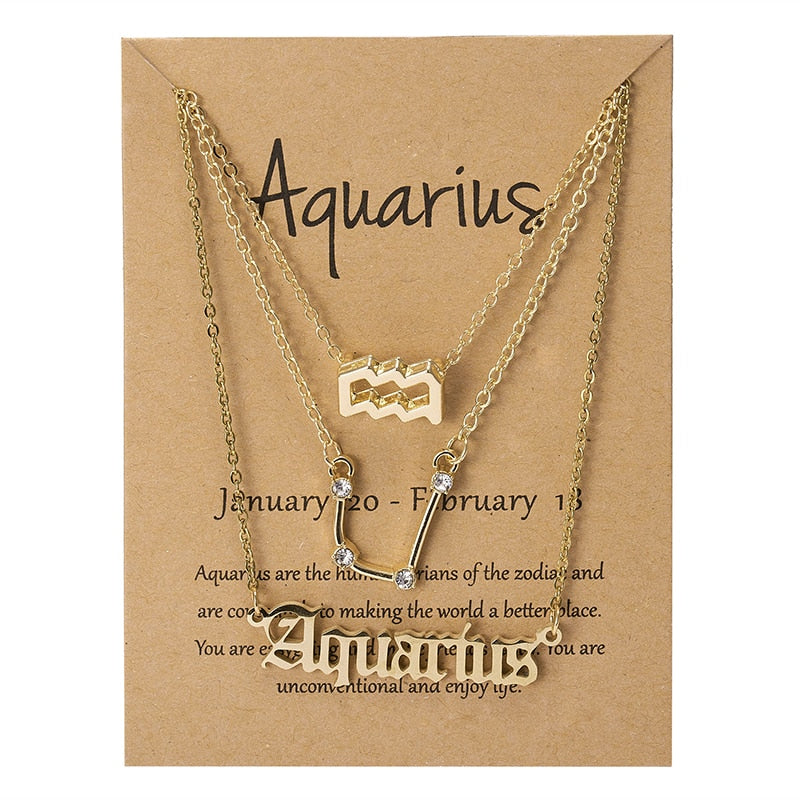 3 Piece Zodiac Necklace Set | Astrology Jewelry