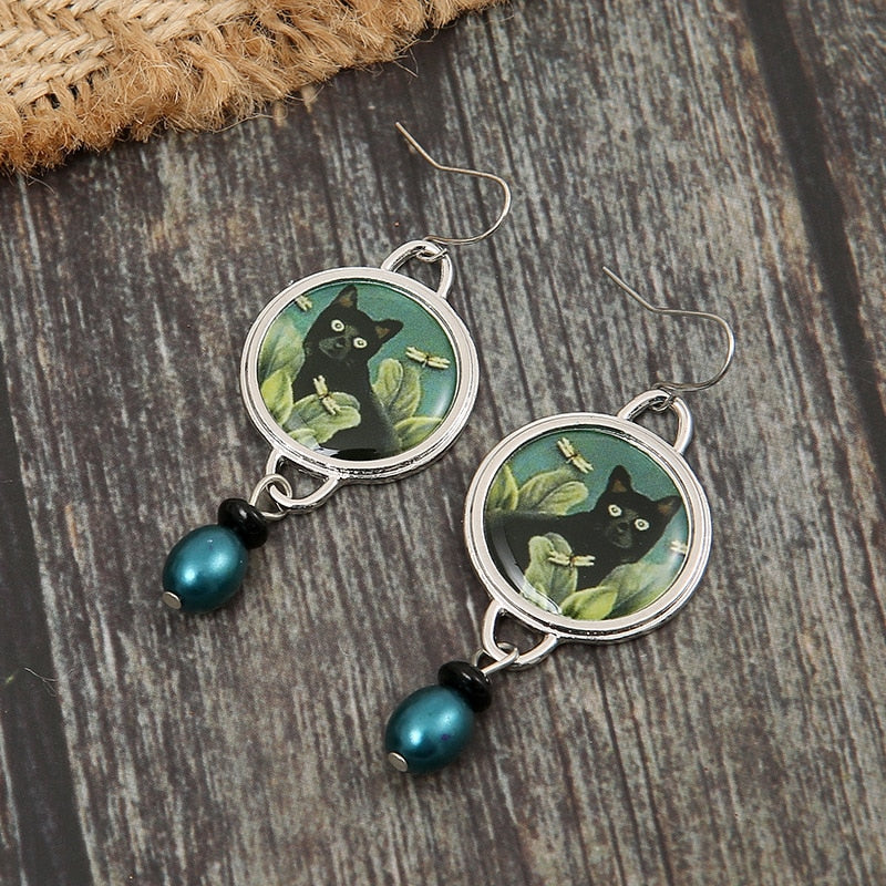 Black Cat Vintage Earrings | Witchy Jewelry