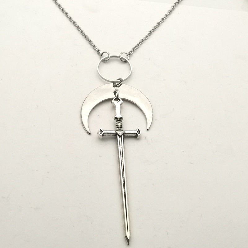 Moon - Sword Tarot Card Necklace | Witchy, Gothic, Occult Jewelry