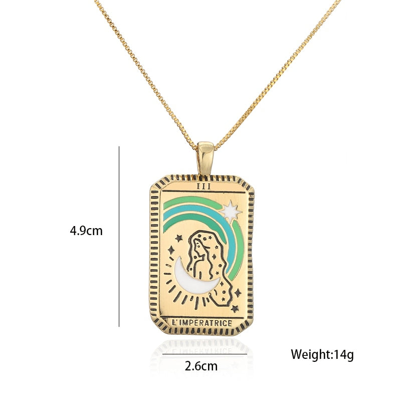 French Gold Tarot Necklace - Pendant | Major Arcana Jewelry