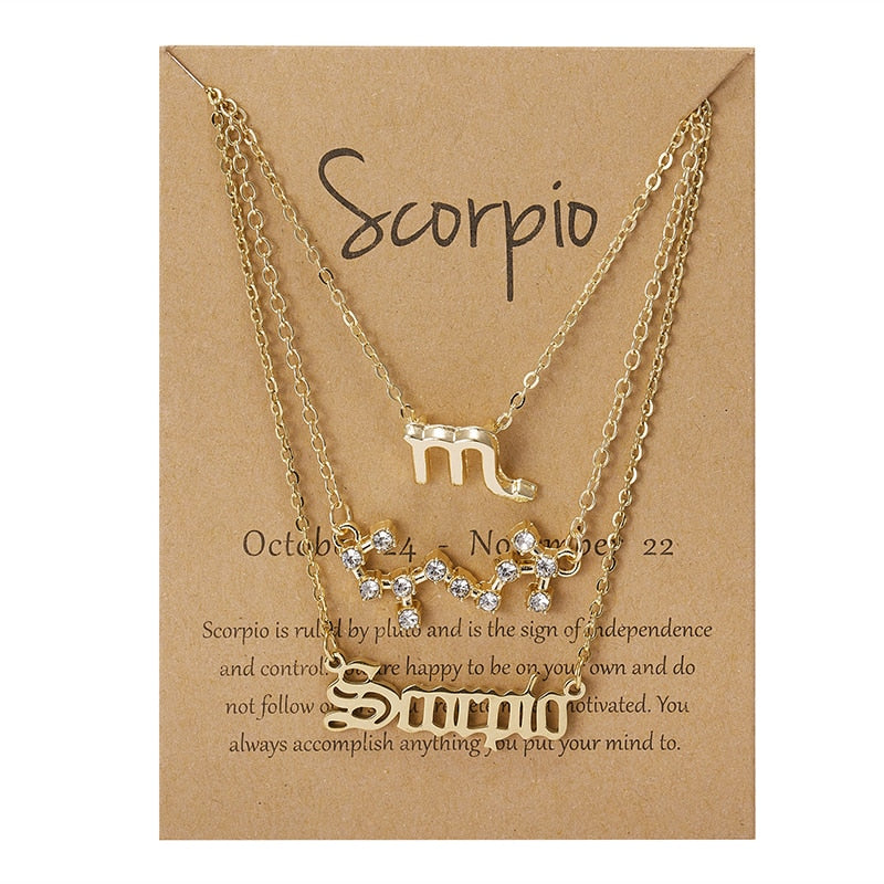 3 Piece Zodiac Necklace Set | Astrology Jewelry