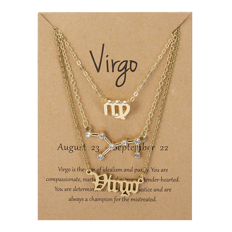3 Piece Zodiac Necklace Set | Astrology Jewelry