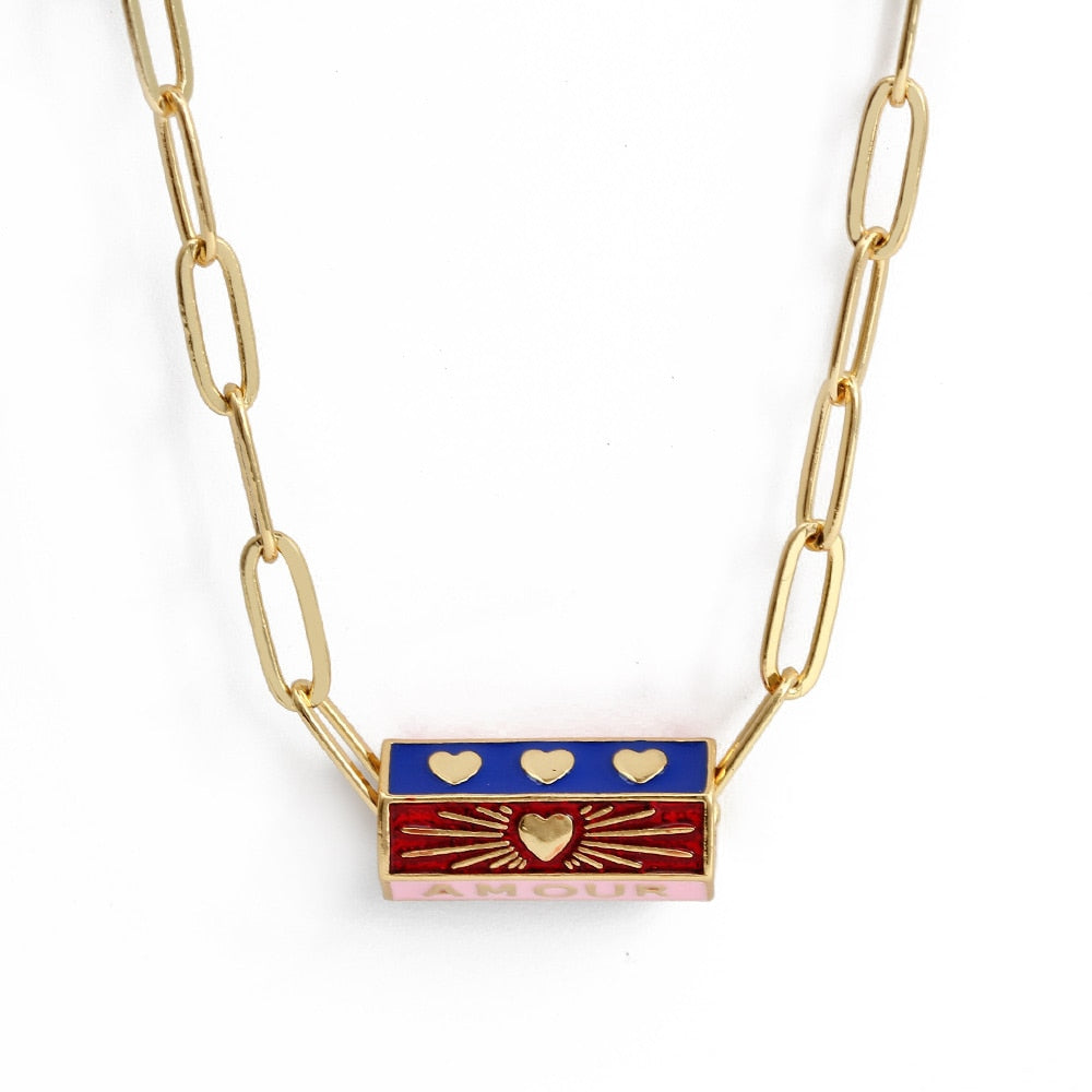 Gold Turkish Evil Eye Hexagonal Necklace | Gold Stainless Steel