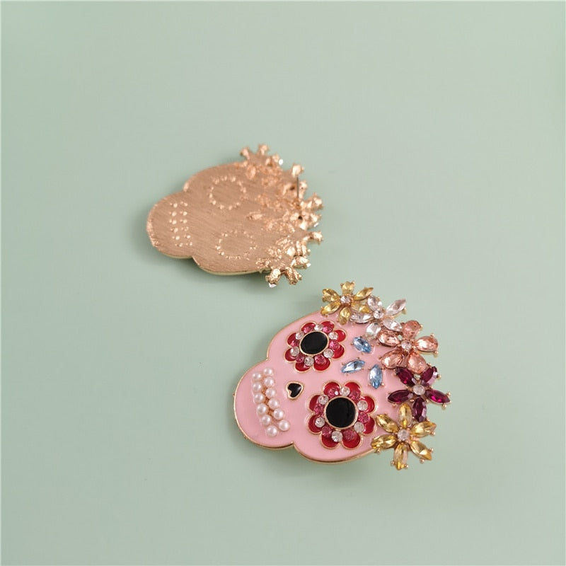 Crystal Skull Pink Earring Set | Spiritual Jewelry