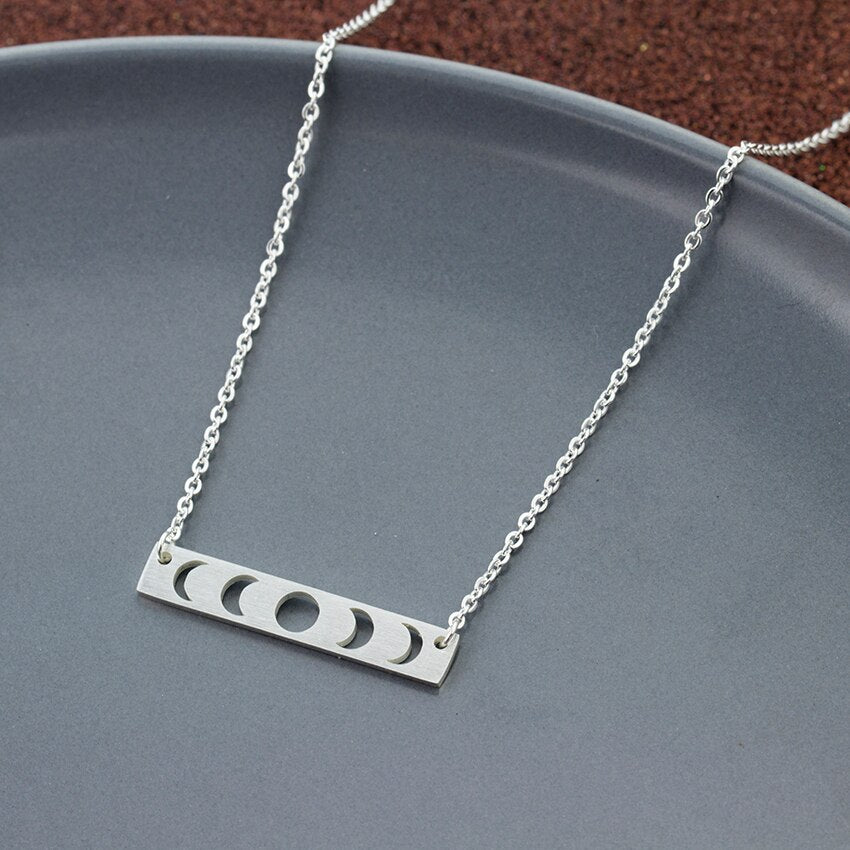 Moon Phase Pendant Stainless Steel Necklace | Astrology Jewelry