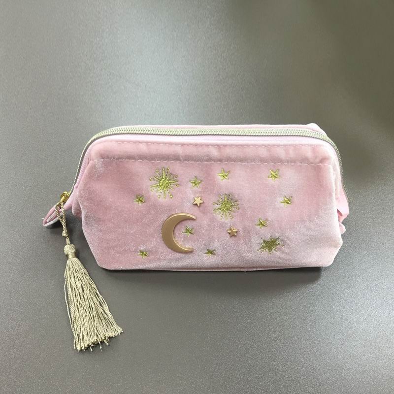 Cosmic Moon and Stars Velvet Cosmetic Bag | Starry Makeup Storage Bag