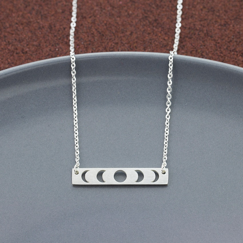 Moon Phase Pendant Stainless Steel Necklace | Astrology Jewelry