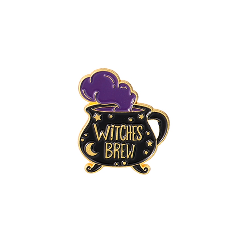 Witch Enamel Pin | Witchcraft Brooch & Tarot Cards, Moon Phase, Witches Hat