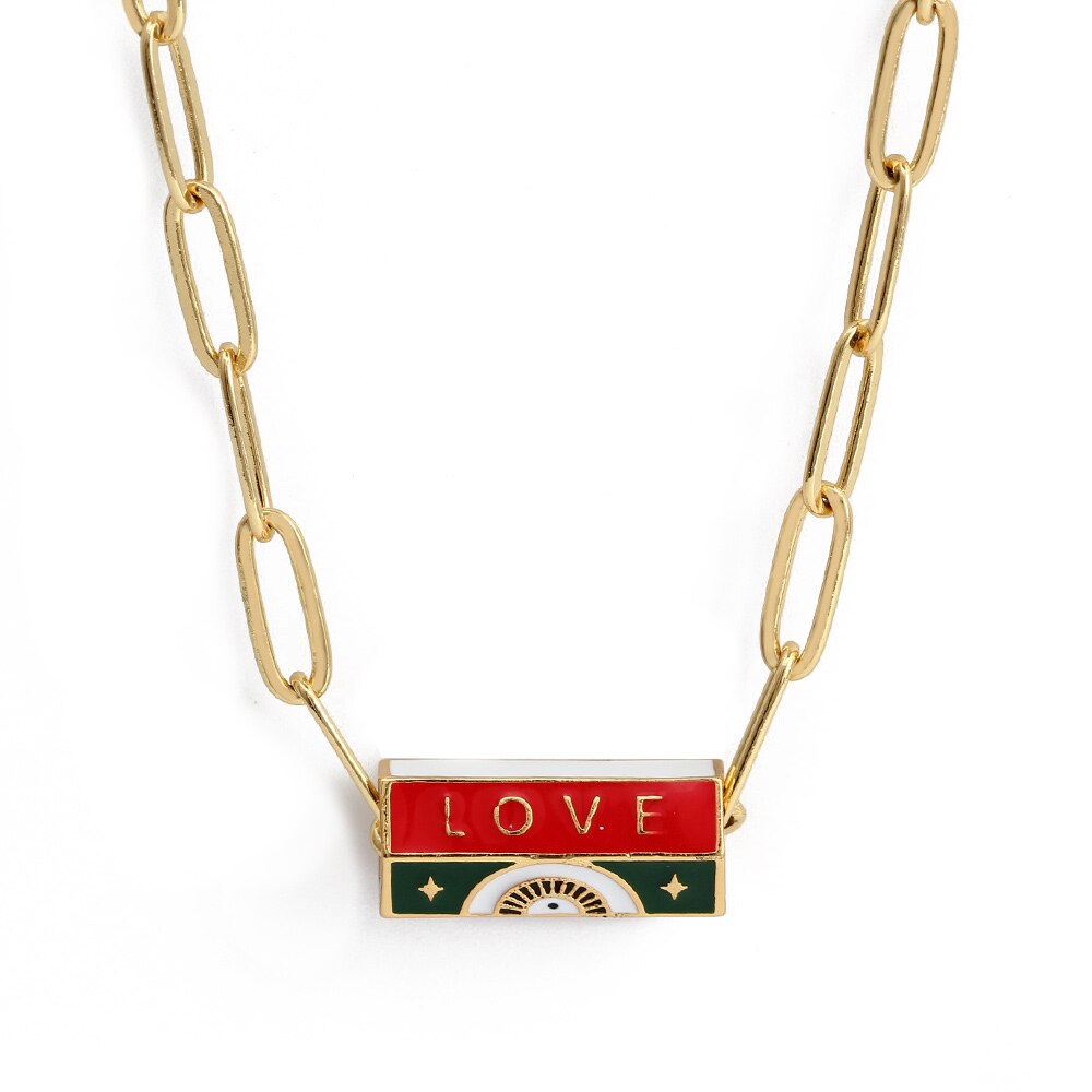 Gold Turkish Evil Eye Hexagonal Necklace | Gold Stainless Steel