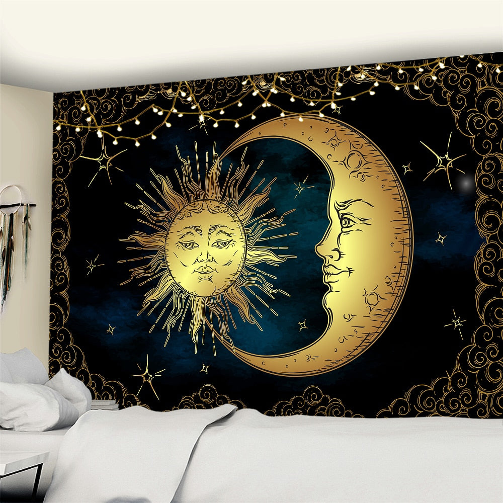 Large Tapestry Sun Moon Mandala Tarot Tapestries Witch Wall Hanging Celestial Hippie Wall Carpet Rugs Dorm Decor