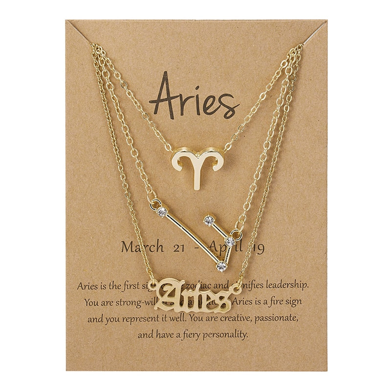 3 Piece Zodiac Necklace Set | Astrology Jewelry