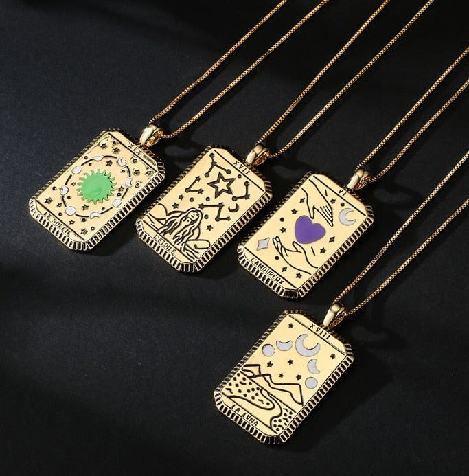 French Gold Tarot Necklace - Pendant | Major Arcana Jewelry