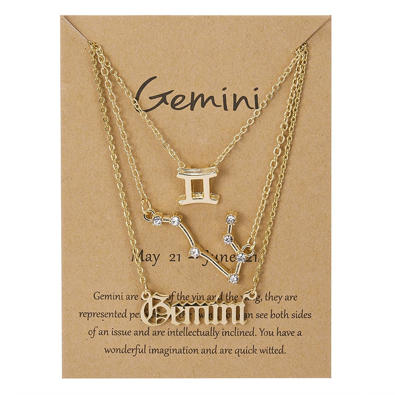 3 Piece Zodiac Necklace Set | Astrology Jewelry