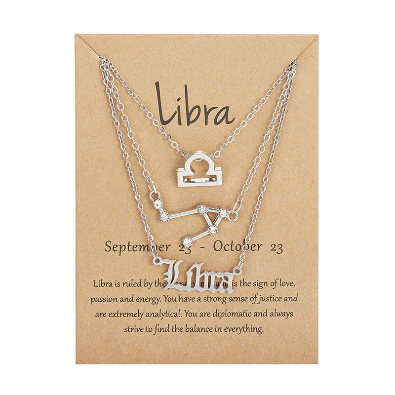 3 Piece Zodiac Necklace Set | Astrology Jewelry