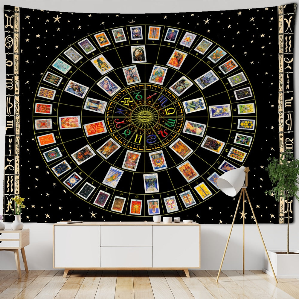 Tarot Card Tapestry Wall | Hanging Zodiac Mandela