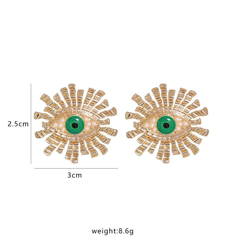 Evil Eye Gold Sun Earrings | Spiritual Jewelry