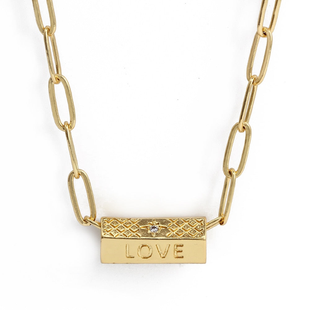 Gold Turkish Evil Eye Hexagonal Necklace | Gold Stainless Steel