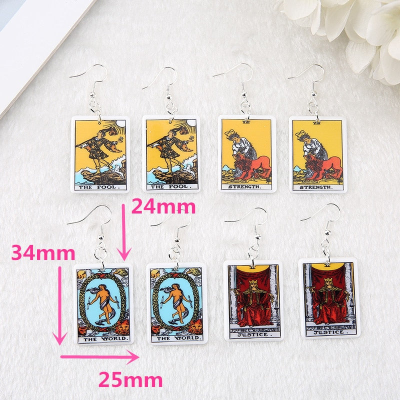 Tarot Cards Earrings | Rider- Waite-Smith, Major Arcana Jewelry