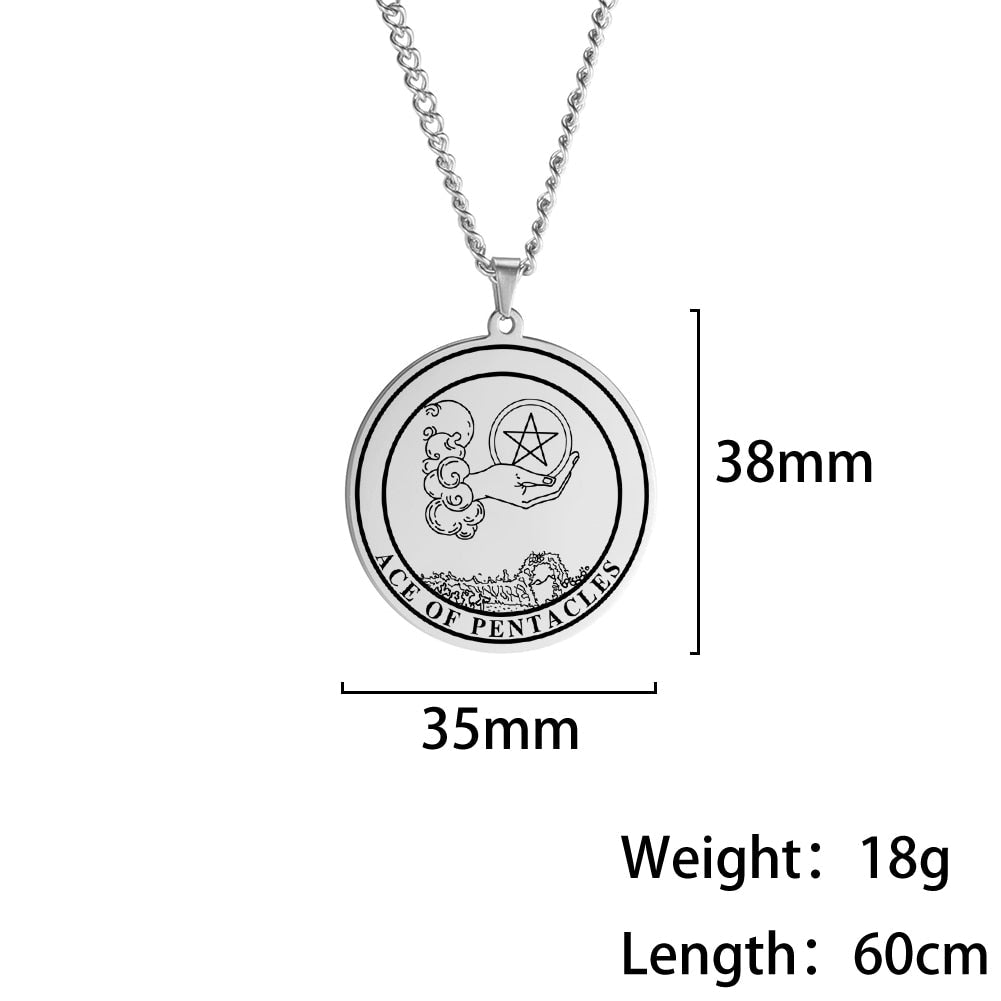 'Five of Pentacles' Tarot Card, Minor Arcana Round Pendant - Necklace | Jewelry