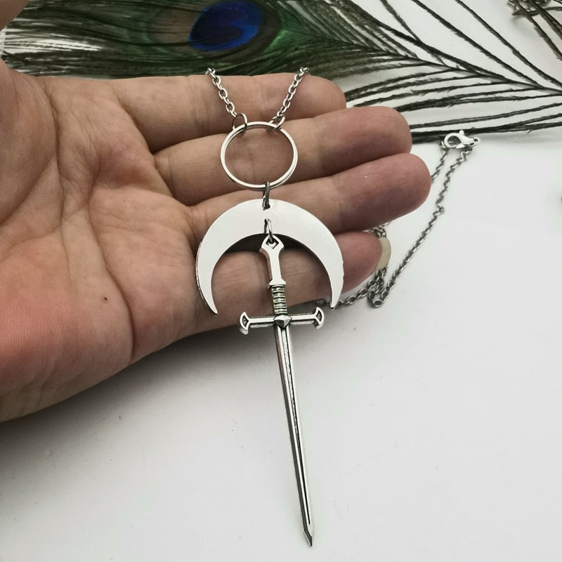 Moon - Sword Tarot Card Necklace | Witchy, Gothic, Occult Jewelry