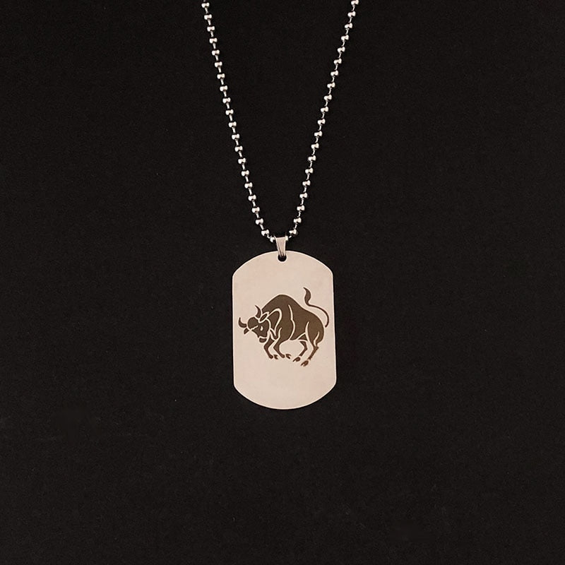 Stainless Steel 12 Horoscope Zodiac Sign Tag Necklace | Astrology Jewelry