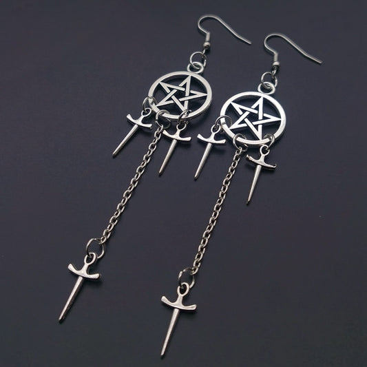 Pentagram and Sword Earring Set | Witch, Emo Jewelry