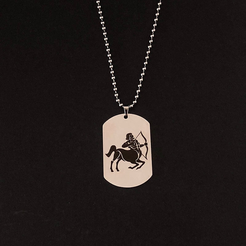 Stainless Steel 12 Horoscope Zodiac Sign Tag Necklace | Astrology Jewelry