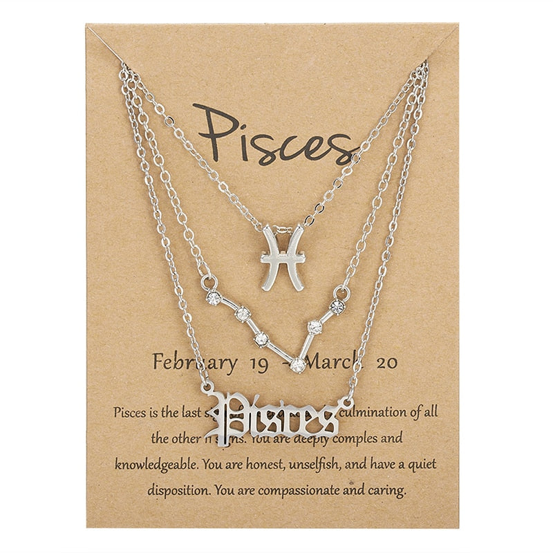 3 Piece Zodiac Necklace Set | Astrology Jewelry