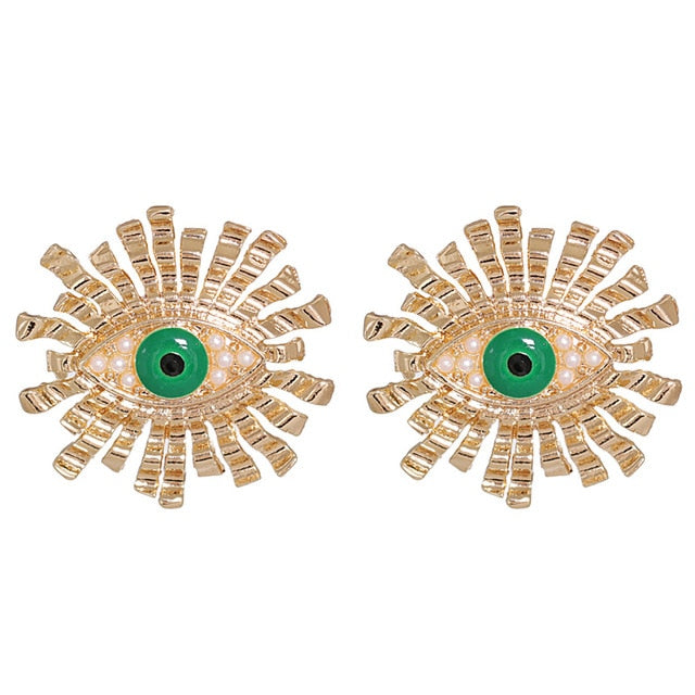 Evil Eye Gold Sun Earrings | Spiritual Jewelry