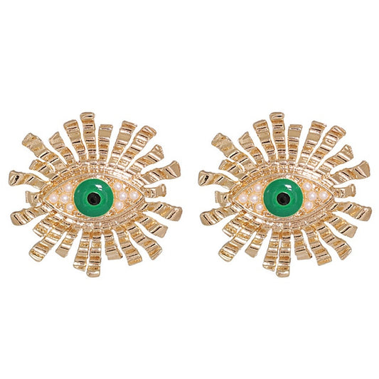 Evil Eye Gold Sun Earrings | Spiritual Jewelry