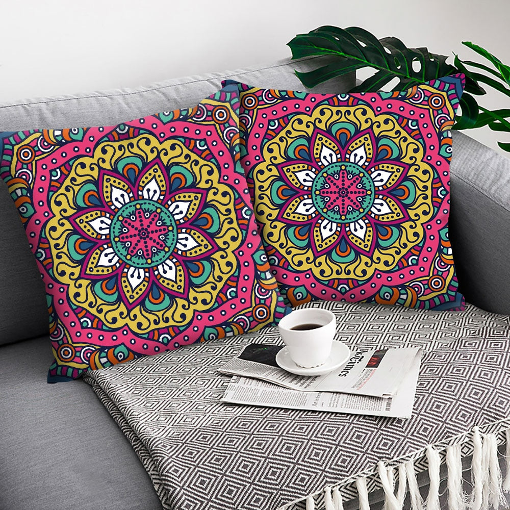 Colorful Mandala Pillow Covers | Spiritual Home Accessories