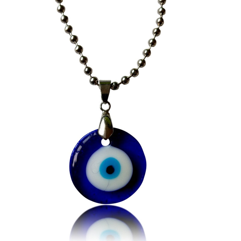 Nazar Amulet Evil Eye Pendant Necklace | Glass Eye & Leather Rope