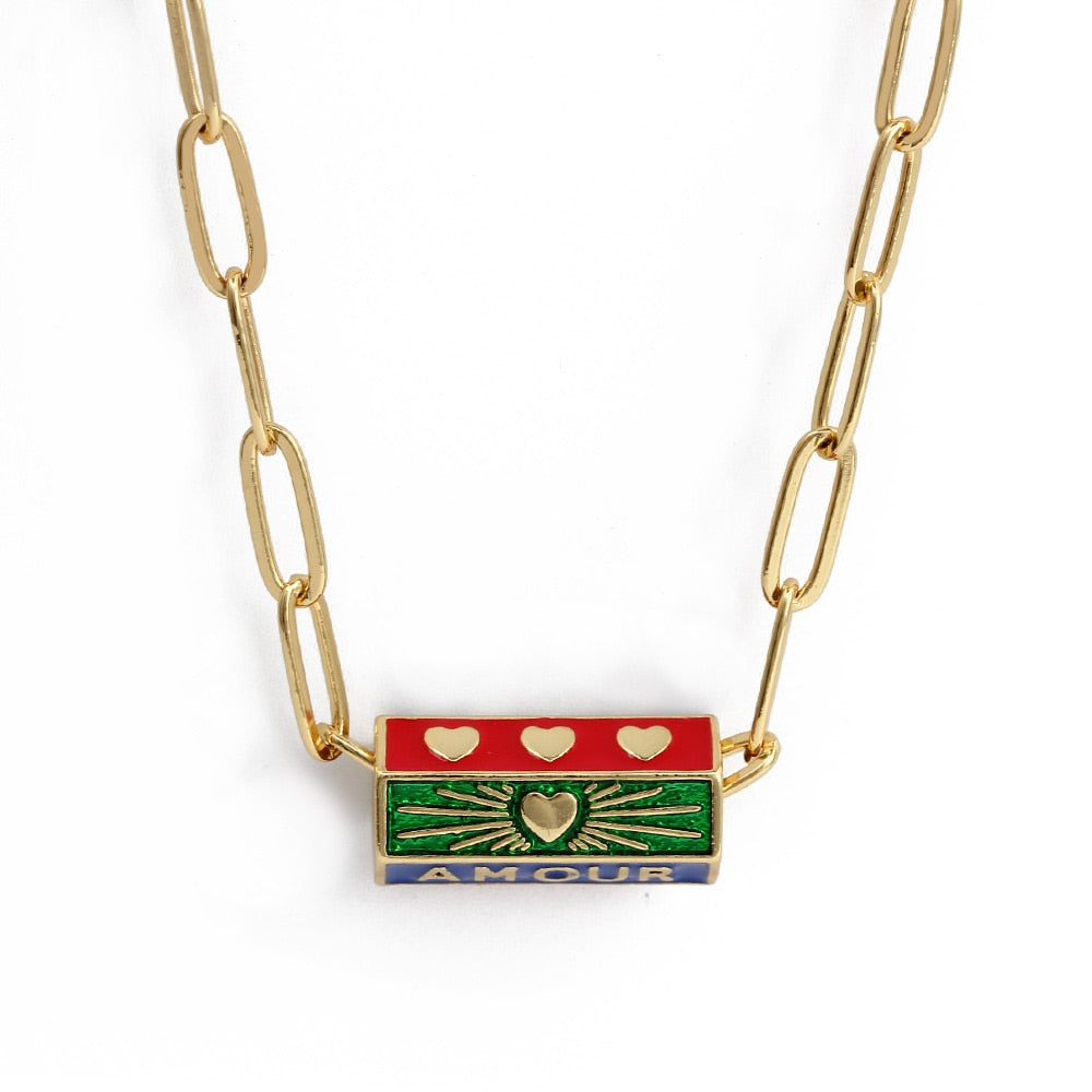Gold Turkish Evil Eye Hexagonal Necklace | Gold Stainless Steel