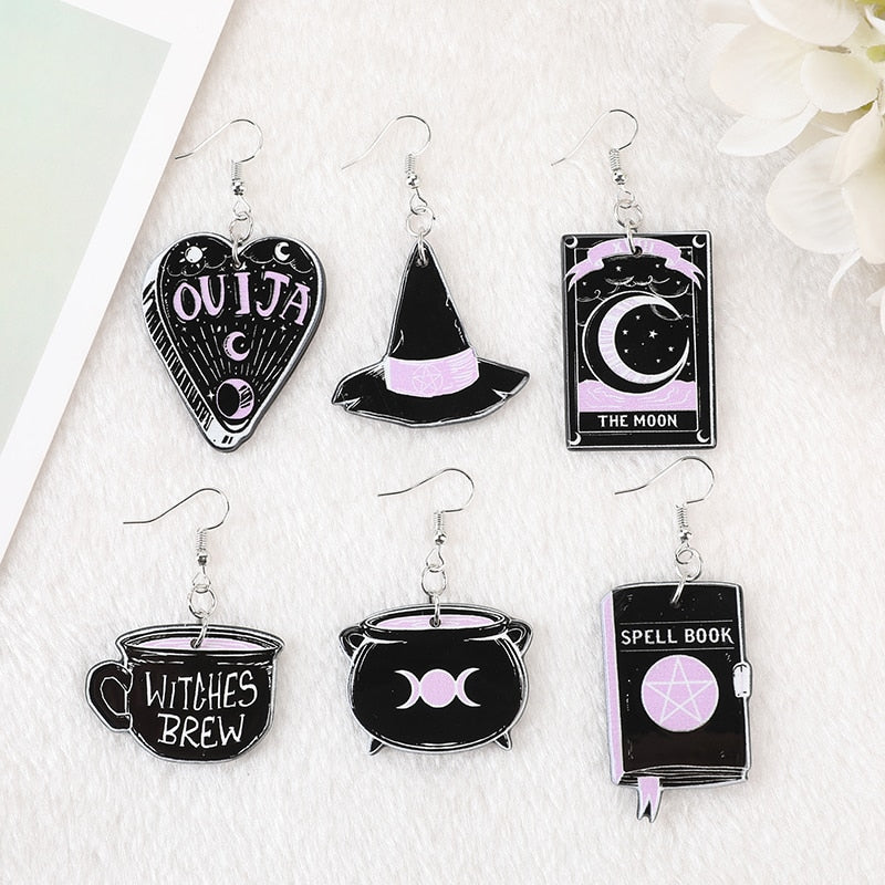 Black Witchy Charms Earrings | Witch, Occult, Wicca Style Jewelry