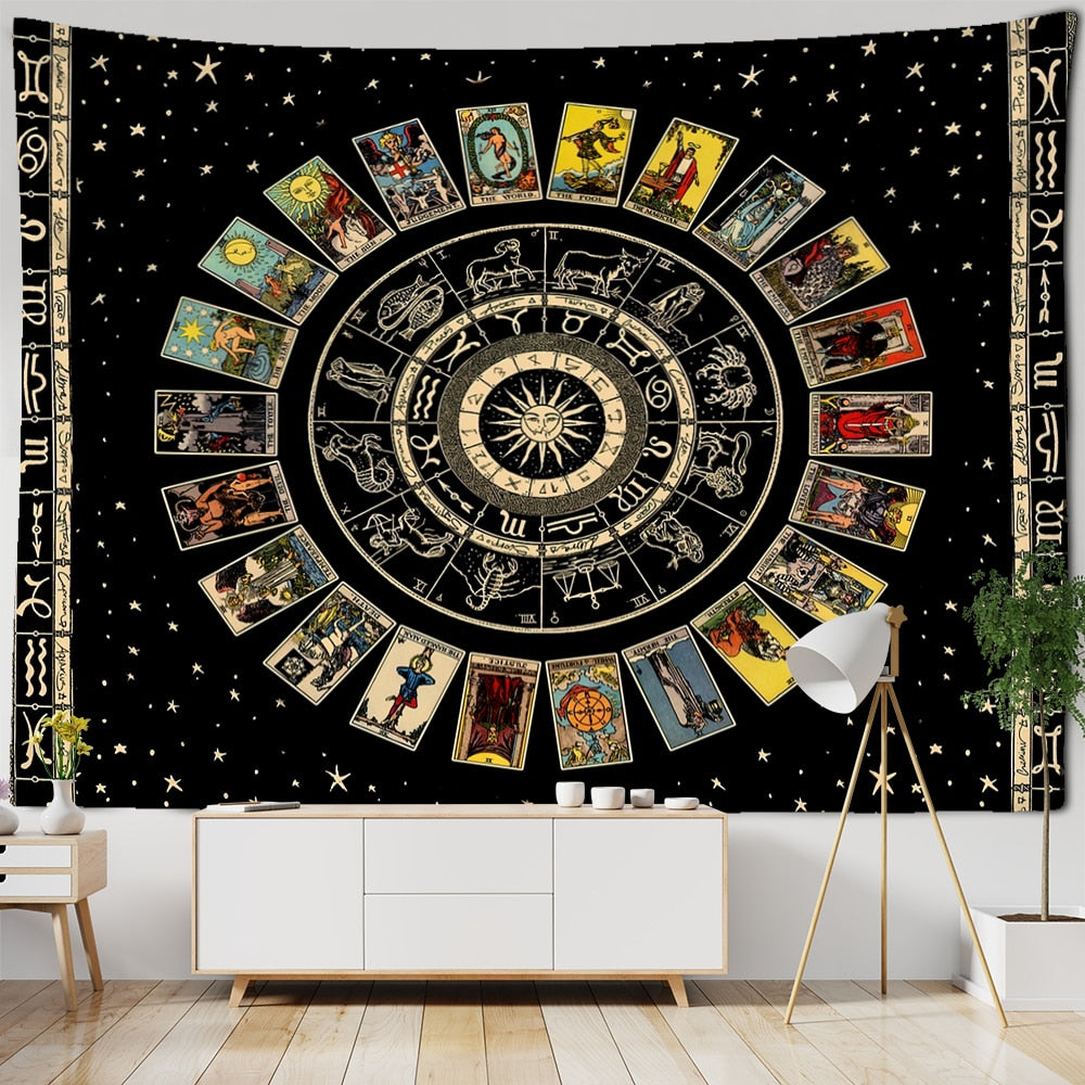Tarot Card Tapestry Wall | Hanging Zodiac Mandela