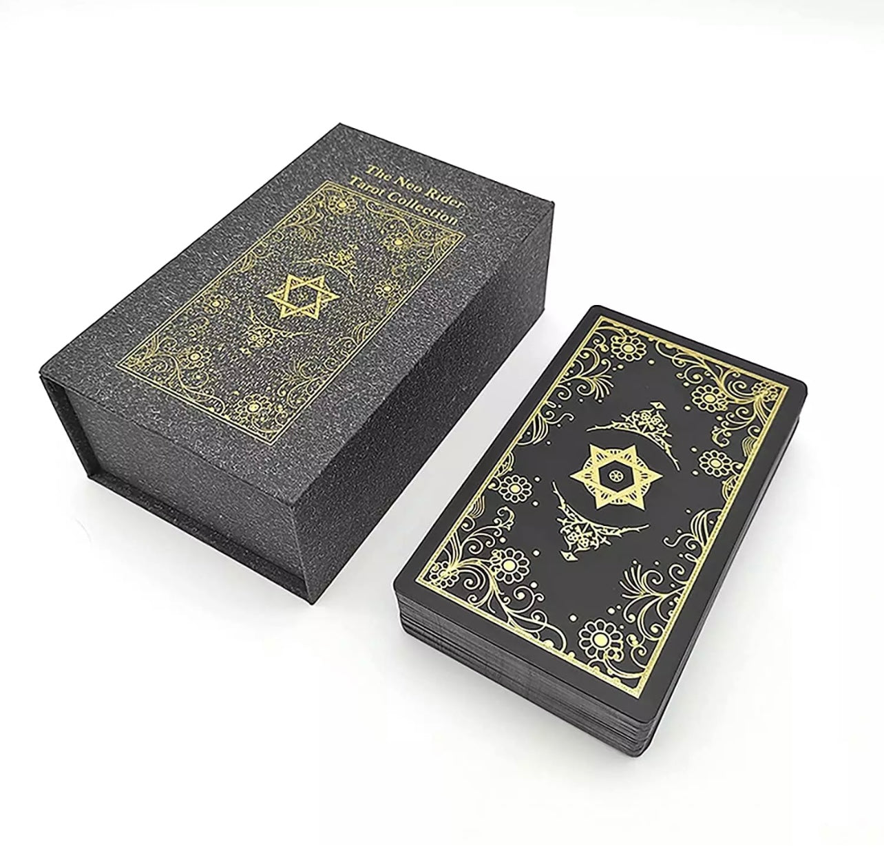 Black-Gold Foil Tarot Card Deck with Storage Case | Rider-Waite-Smith
