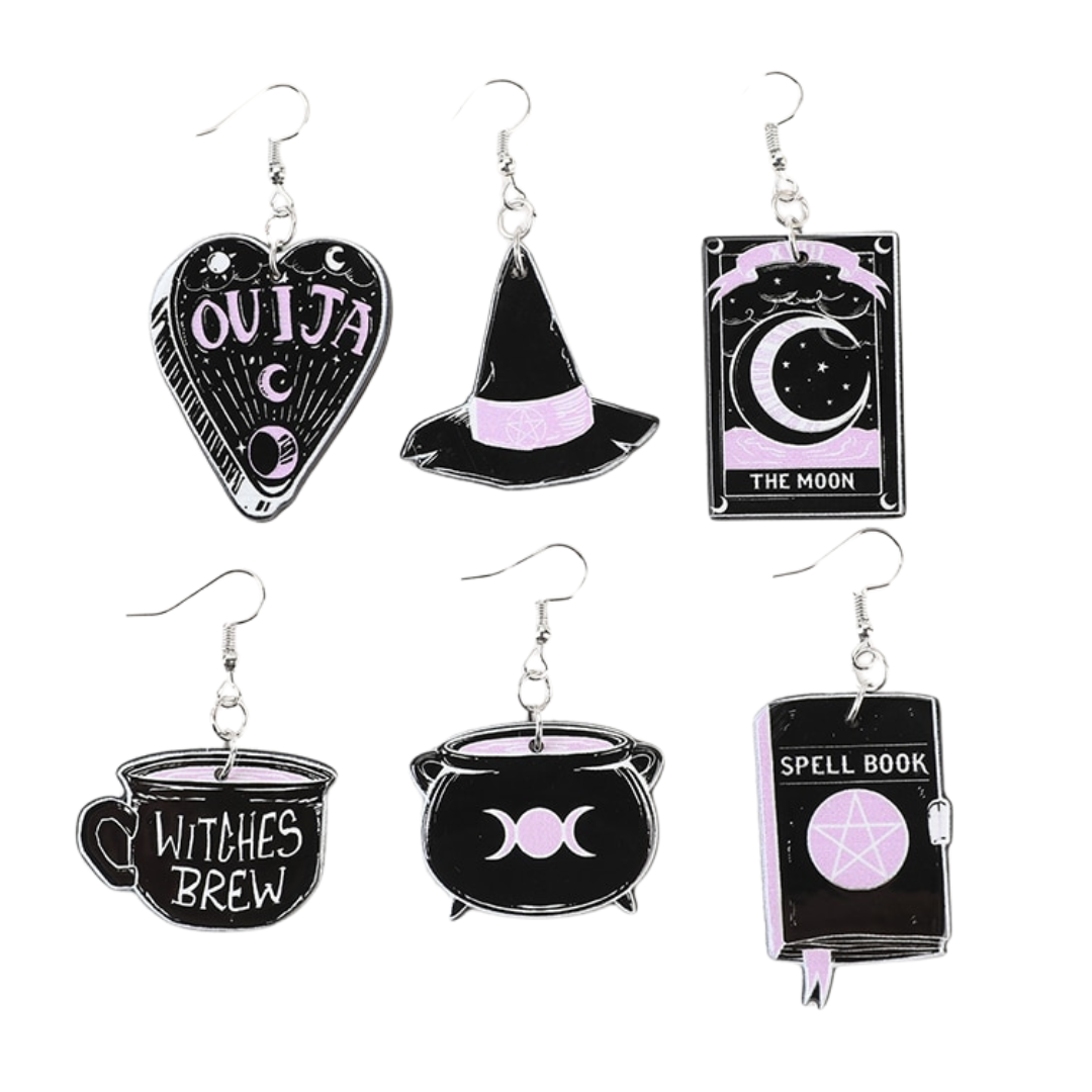 Black Witchy Charms Earrings | Witch, Occult, Wicca Style Jewelry
