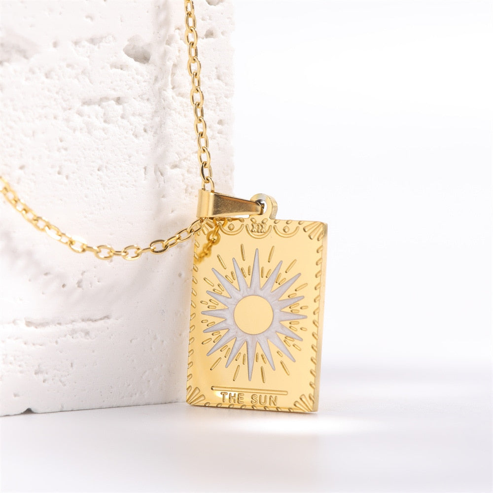 Gold Tarot Card Stainless Steel Necklace | Major Arcana Jewelry