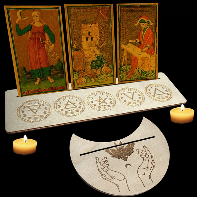 Wooden Tarot Divination Alter | Moon, Star, Chakra Designs