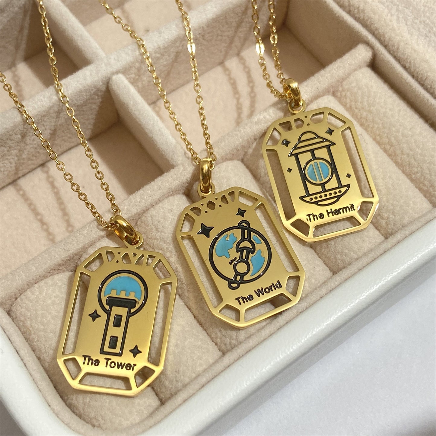 Gold Tarot Card Necklace & Pendant | Stainless Steel, Major Arcana Cards