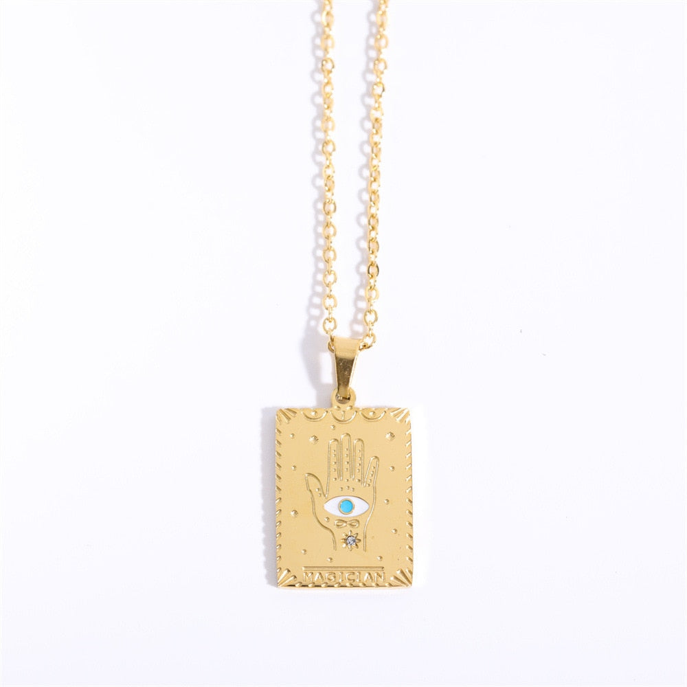 Gold Tarot Card Stainless Steel Necklace | Major Arcana Jewelry